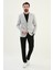 Ekoseli Gri Slim Fit Mono Yaka Erkek Ceket 3