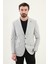 Ekoseli Gri Slim Fit Mono Yaka Erkek Ceket 4