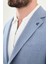 Ekoseli Mavi Slim Fit Mono Yaka Erkek Ceket 2