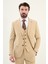 Desenli Bej Slim Fit Mono Yaka Erkek Takım Elbise 1