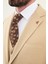 Desenli Bej Slim Fit Mono Yaka Erkek Takım Elbise 2
