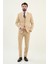 Desenli Bej Slim Fit Mono Yaka Erkek Takım Elbise 3
