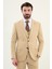 Desenli Bej Slim Fit Mono Yaka Erkek Takım Elbise 4