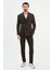 Düz Slim Fit Geniş Yaka Kruvaze Erkek Takım Elbise 3