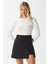 Kadın Luke Tok Dokulu Yan Yırtmaçlı Siyah Şort Etek 1