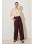 Bordo Cep Detaylı Rahat Kesim Geniş Paça Pantolon 3