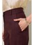 Bordo Cep Detaylı Rahat Kesim Geniş Paça Pantolon 4