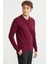Fermuarlı Polo Yaka Triko Kazak - Bordo 5