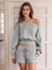 Kadın Gri Taşlı Kısa Bel Crop Tek Omuz Sweatshirt – Şık ve Rahat 3