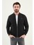 Düz Siyah Slim Fit Hakim Yaka Erkek Mont 1