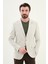 Ekoseli Bej Slim Fit Mono Yaka Erkek Ceket 4