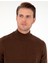 Erkek Koyu Kahverengi Slim Fit Yarım Balıkçı Yaka Basic Triko Kazak 50296548-VR084 2
