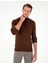 Erkek Koyu Kahverengi Slim Fit Yarım Balıkçı Yaka Basic Triko Kazak 50296548-VR084 3