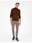Erkek Koyu Kahverengi Slim Fit Yarım Balıkçı Yaka Basic Triko Kazak 50296548-VR084 4