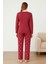 Kadın 05030 Uzun Kol % 100 Pamuk Raporlu Interlok Pijama Takımı Gül Kurusu 2