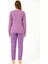 Kadın 05031 Uzun Kol % 100 Pamuk Raporlu Interlok Pijama Takımı Mor 2