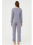 Kadın 05020 Uzun Kol % 100 Pamuk Raporlu Interlok Pijama Takımı Füme 2