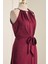 Bordo Ön Bağlamalı Detaylı Elbise 251656 4