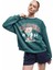 Ayıcık Baskılı Oversize Yeşil Kadın Sweatshirt 6WAL10234IK 1