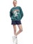 Ayıcık Baskılı Oversize Yeşil Kadın Sweatshirt 6WAL10234IK 2