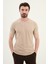 Desenli Bej Slim Fit Bisiklet Yaka Erkek T-Shirt 1