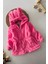 Kulaklı Kapüşonlu Kız Çocuk peluş mont - Pembe 3