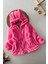 Kulaklı Kapüşonlu Kız Çocuk peluş mont - Pembe 1