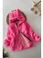 Kulaklı Kapüşonlu Kız Çocuk peluş mont - Pembe 2
