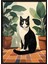Siyah Çerçeveli Tablo, Saksıda Siyah Kedi – Minimal Sanat, Çalışma Odası Dekoru Poster No: 112567 1
