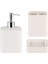 Vivyen 3'lü Banyo Set Sıvı Katı Sabunluk Diş Fırçalık Gümüş Basmalı Modern Hediyelik Dekoratif 1