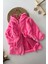 Belden Bağcık Detaylı Kapüşonlu Peluş Kız çocuk mont - Pembe 1
