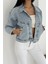 Kadın Taş Detaylı Denim Ceket – Astarsız & Cool Model 4