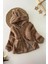 Kulaklı Kapüşonlu Kız Çocuk peluş mont - Vizon 2