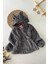 Kulaklı Kapüşonlu Kız Çocuk peluş mont - Füme 1