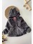 Kulaklı Kapüşonlu Kız Çocuk peluş mont - Füme 2