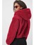 Kapüşonlu Peluş Crop Bordo Kadın Ceket 5193 5