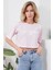 Baskılı Crop Tişört Pembe 1