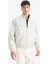 Oversize Fit Geniş Kalıp Dik Yaka Fermuarlı Cepli Suni Deri Ceket Mont E8818AX25AU 3