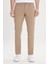 Erkek Camel Slim Fit Dar Kesim 5 Cep Pamuklu Kanvas Esnek Chino Pantolon 2
