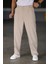 Baggy Çift Pileli Krem-Bej Renk Beli Lastikli Kaliteli Rahat Kesim Klasik Bol Paça Baggy Pantolon 1