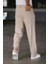 Baggy Çift Pileli Krem-Bej Renk Beli Lastikli Kaliteli Rahat Kesim Klasik Bol Paça Baggy Pantolon 3