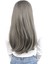 Fiber Sentetik Uzun Düz Peruk - Koyu Gri 4