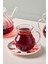 17899 Filiz 12 Parça 6 Kişilik Çay Seti Borosilikat Cam Kulplu Tombik Bardak ve Porselen Çay Tabağı Takımı 210 ml 2