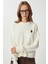 Ayıcık Işlemeli Saç Örgülü Triko Kazak LNX0005 Kemik 1
