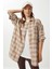 Kareli Oversize Oduncu Gömlek LDZ0049 Krem Bej 1