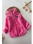 Krm Işleme Detaylı Kapüşonlu Peluş Kız çocuk mont - Koyu Pembe 1