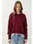 Ayıcık Işlemeli Saç Örgülü Triko Kazak LNX0005 Bordo 3