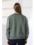 Relax Rahat Salaş Geniş Kesim Yarım Fermuarlı Dik Yaka Pamuklu Kadın Sweatshirt 21971 Haki 4
