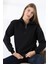 Relax Rahat Salaş Geniş Kesim Yarım Fermuarlı Dik Yaka Pamuklu Kadın Sweatshirt 21971 Siyah 2