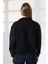 Relax Rahat Salaş Geniş Kesim Yarım Fermuarlı Dik Yaka Pamuklu Kadın Sweatshirt 21971 Siyah 4